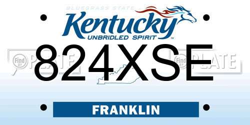 824XSE Kentucky License Plate