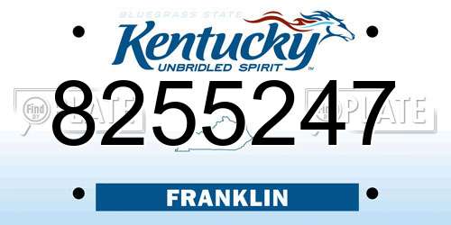 8255247 Kentucky License Plate