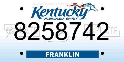 8258742 Kentucky License Plate