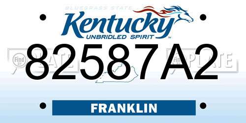 82587A2 Kentucky License Plate