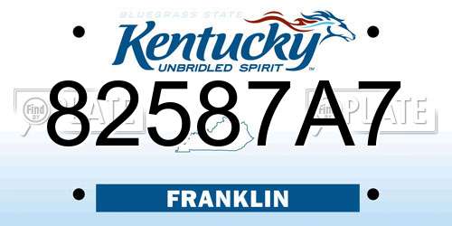82587A7 Kentucky License Plate