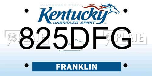 825DFG Kentucky License Plate