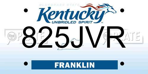 825JVR Kentucky License Plate