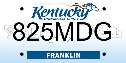 825MDG Kentucky License Plate