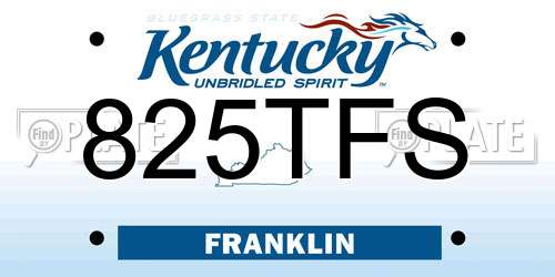 825TFS Kentucky License Plate