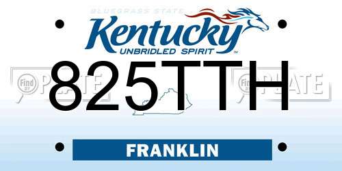 825TTH Kentucky License Plate