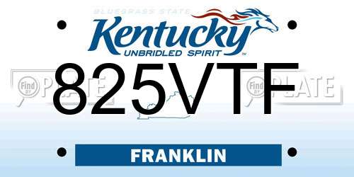 825VTF Kentucky License Plate
