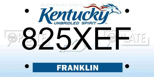 825XEF Kentucky License Plate