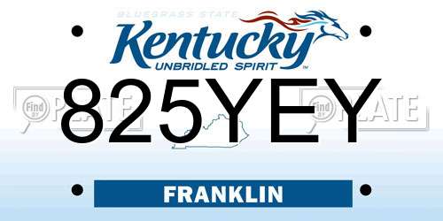 825YEY Kentucky License Plate