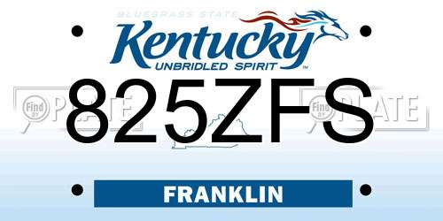 825ZFS Kentucky License Plate