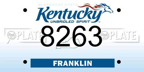 8263 Kentucky License Plate