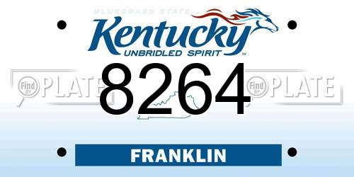 8264 Kentucky License Plate