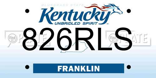826RLS Kentucky License Plate