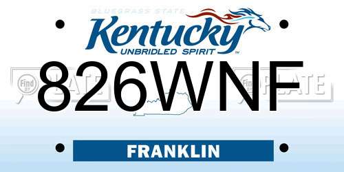 826WNF Kentucky License Plate