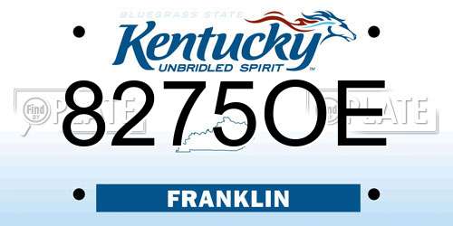 8275OE Kentucky License Plate