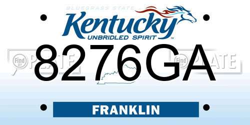 8276GA Kentucky License Plate