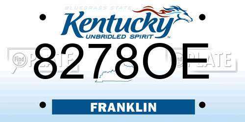 8278OE Kentucky License Plate