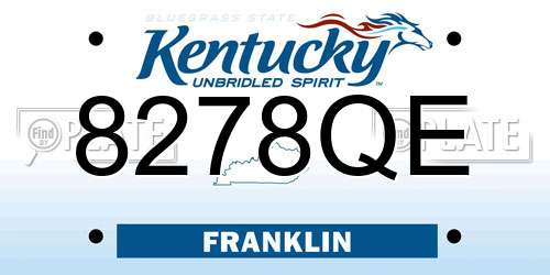8278QE Kentucky License Plate