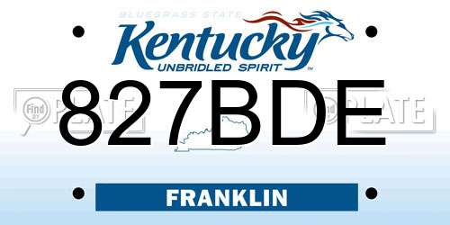 827BDE Kentucky License Plate