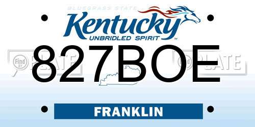 827BOE Kentucky License Plate