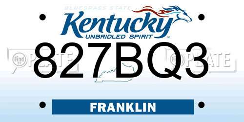 827BQ3 Kentucky License Plate