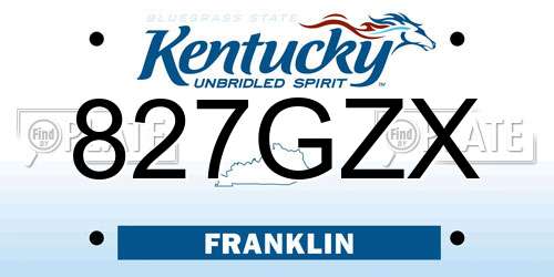 827GZX Kentucky License Plate