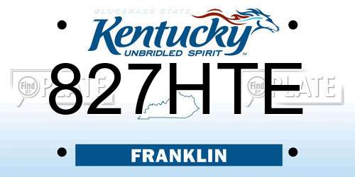 827HTE Kentucky License Plate