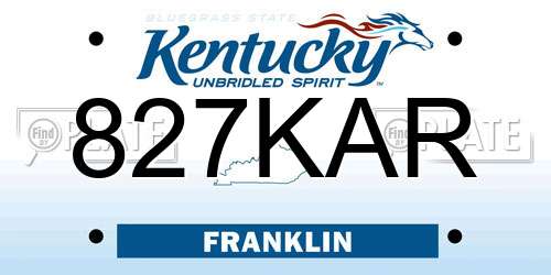 827KAR Kentucky License Plate