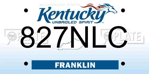 827NLC Kentucky License Plate