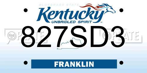 827SD3 Kentucky License Plate