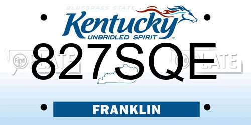 827SQE Kentucky License Plate