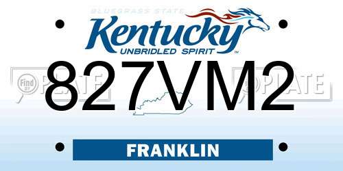 827VM2 Kentucky License Plate