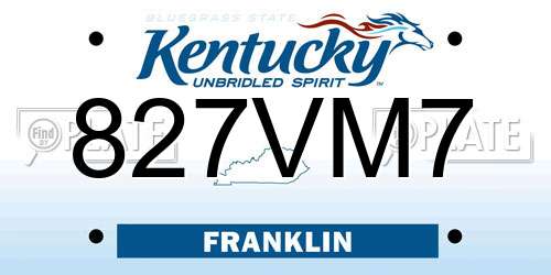 827VM7 Kentucky License Plate