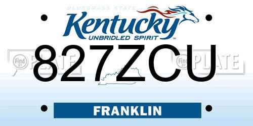 827ZCU Kentucky License Plate