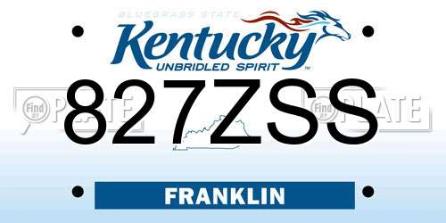 827ZSS Kentucky License Plate