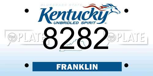 8282 Kentucky License Plate
