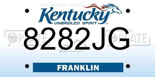 8282JG Kentucky License Plate