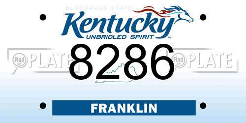 8286 Kentucky License Plate