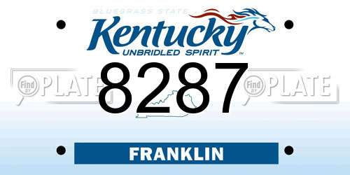 8287 Kentucky License Plate