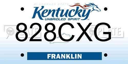828CXG Kentucky License Plate