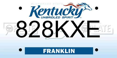 828KXE Kentucky License Plate
