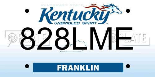 828LME Kentucky License Plate