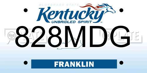 828MDG Kentucky License Plate