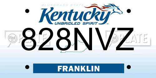 828NVZ Kentucky License Plate