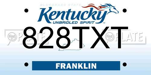 828TXT Kentucky License Plate