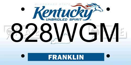 828WGM Kentucky License Plate