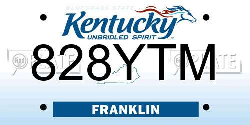 828YTM Kentucky License Plate