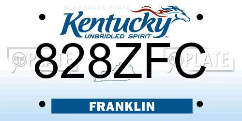 828ZFC Kentucky License Plate
