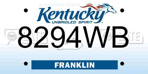 8294WB Kentucky License Plate