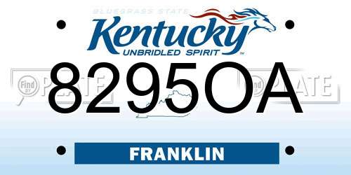 8295OA Kentucky License Plate